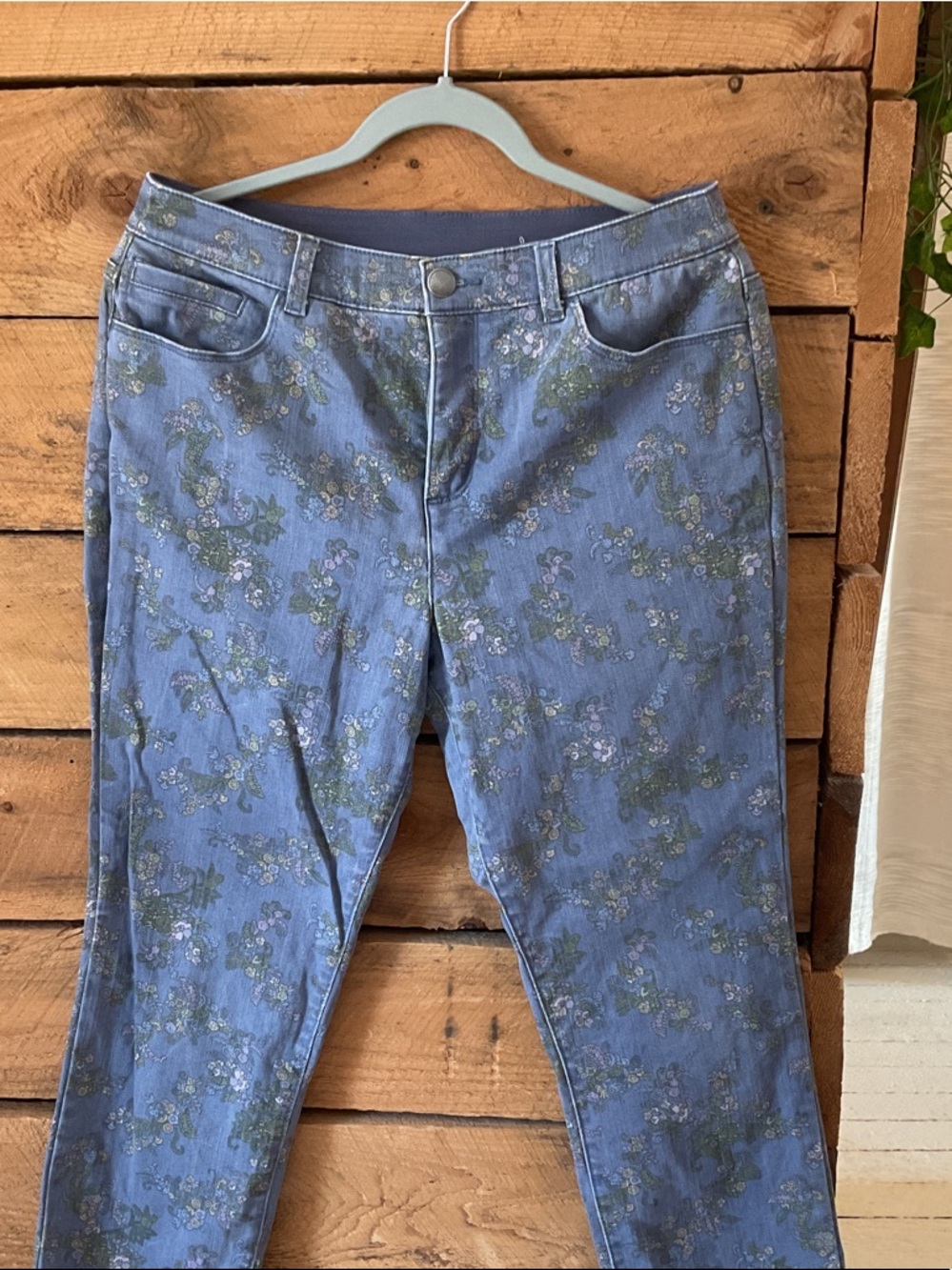 Christopher & Banks Blue Floral Straight-Leg Jeans